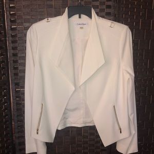 Calvin Klein Womens Luxe Moto Jacket off white color